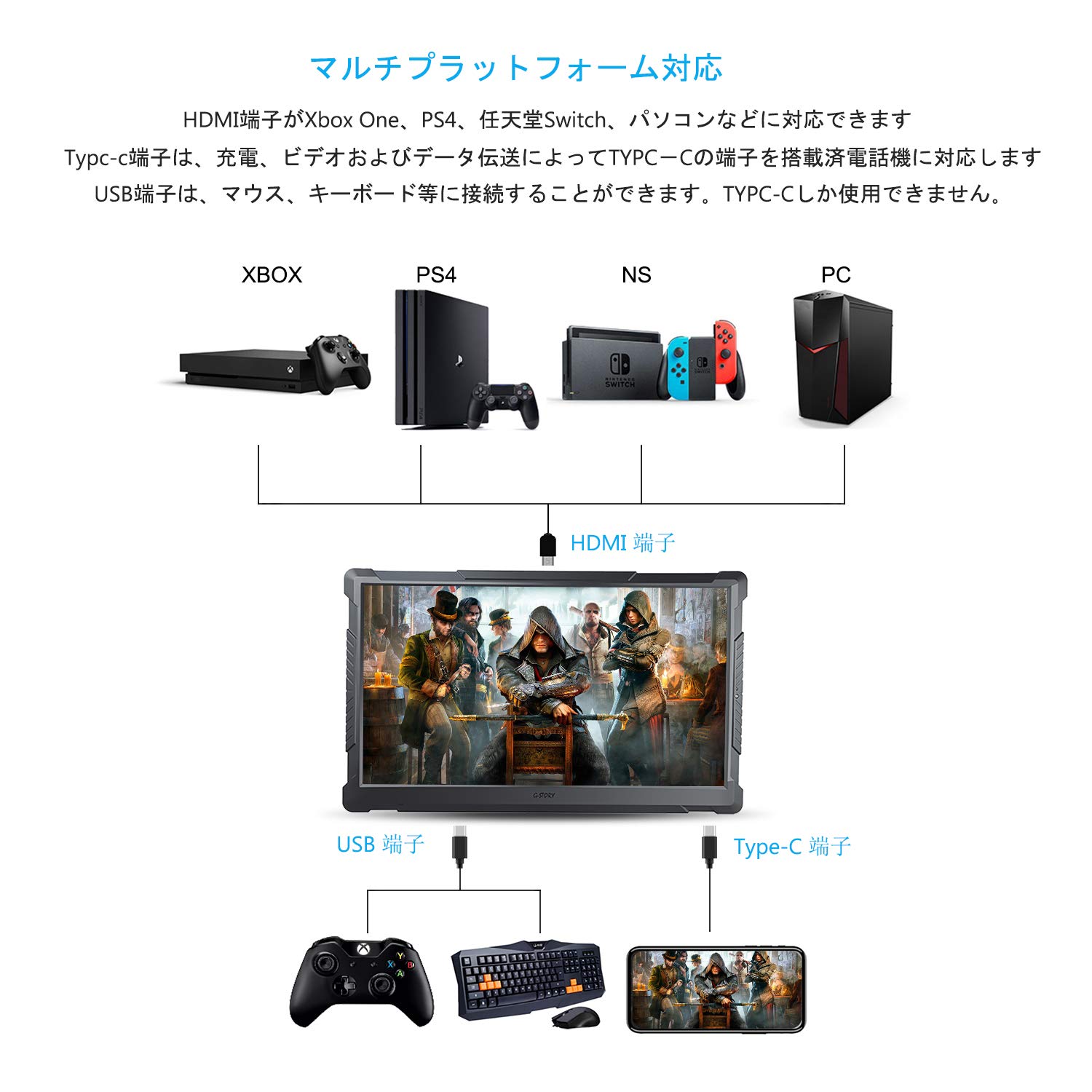Amazon.co.jp: G-STORY モバイルモニター 15.6インチ ディスプレイ